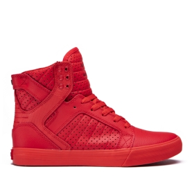 Supra Mens SKYTOP Red High Top Shoes | CA-32130